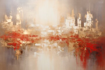 The abstract picture of the gold, red and grey colour that has been painted or splashed on the white blank background wallpaper to form the random shape that cannot be describe yet beautiful. AIGX01.