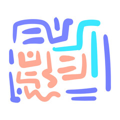 Fun colorful line doodle pattern. Creative minimalist style art background 