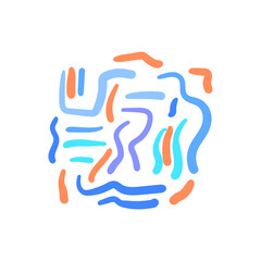 Fun colorful line doodle pattern. Creative minimalist style art background 