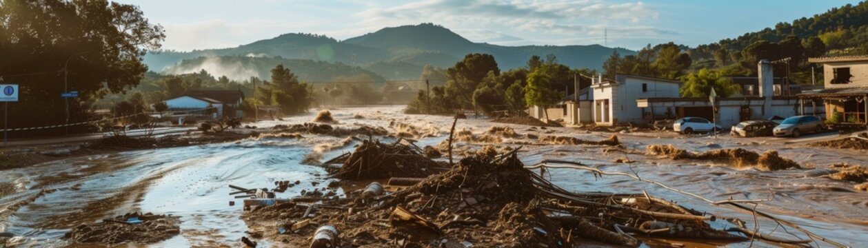 A aftermath of a flash flood 