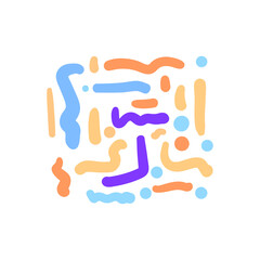 Fun colorful line doodle pattern. Creative minimalist style art background 