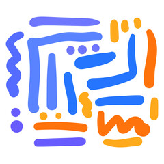 Fun colorful line doodle pattern. Creative minimalist style art background 