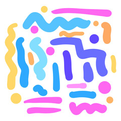 Fun colorful line doodle pattern. Creative minimalist style art background 