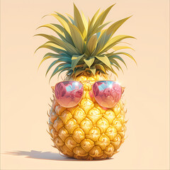 Freshly Ripe Pineapple with Sunglasses, Perfect for a Beachy Advertisement
