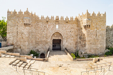The Damascus gate, nord entrance in old part of Jerusalem, Israel