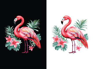 A vivid flamingo in colored ink vector customized art