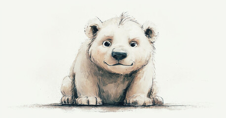 illustrazione con piccolo cucciolo di orso dallo sguardo simpatico