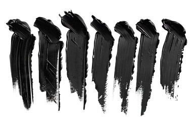 Collection set of black paint strokes on white background,png