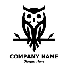 Owl logo. Owl pictorial logotype for business, company, logo, stamp, mascot, label. Elegant minimalist owl logo. Symbol of smart, intelligence, education, science