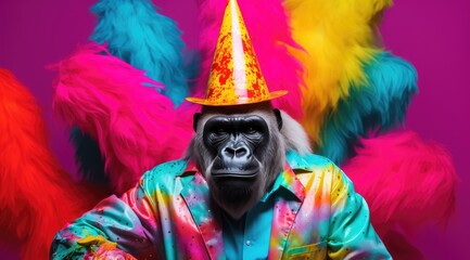 Colorful Gorilla Costume Party Celebration