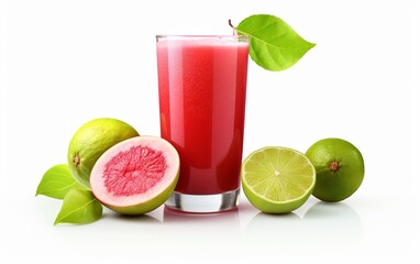Guava Juice Against White Backdrop