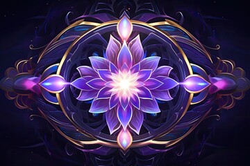 Vibrant Lotus Flower Mandala in Cosmic Space