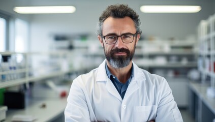 portrait of a serious scientist in a laboratory