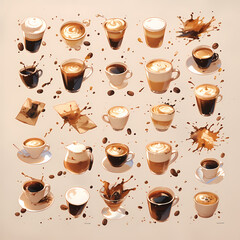 Vibrant Display of Colorful and Creative Cappuccino Foam Patterns