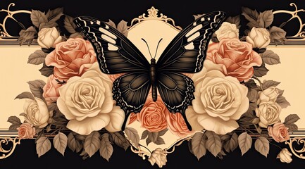 Elegant butterfly and rose floral design