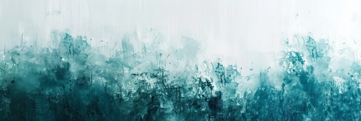 Abstract blue and turquoise art background with watercolor-like drips and splatters, evoking an underwater seascape
