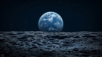Earth rising over the moon, iconic aerospace photography of our blue planet