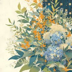 Beautiful Botanical Illustration with a Contemporary Twist - Perfect for Wall Art or Digital Design Projects