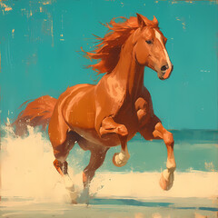 Energetic Chestnut Horse in Action - A Perfect Stock Image for Adventure and Freedom