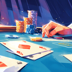 Dynamic Casino Gaming Scene with Rich Colors and Details