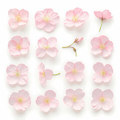 A captivating collection of meticulously arranged pink flower petals against a pristine white backdrop, perfect for nature-themed designs or advertising campaigns.