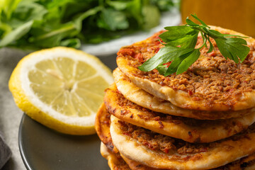 Small lahmacun, delicious  Turkish food 