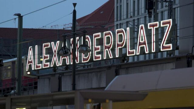 Berlin Alexanderplatz train station at dusk 4K