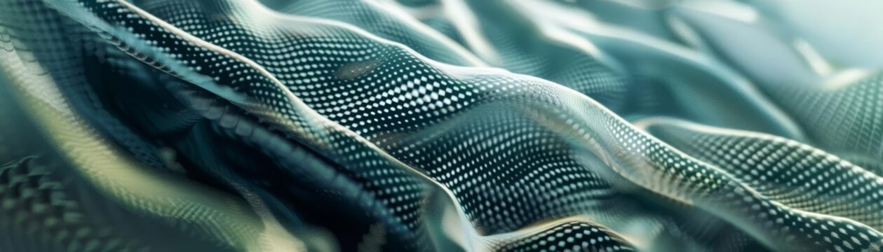 Depict a hightech fabric with thermoregulating properties being tested in a sports performance lab, focusing on its advanced textile technology