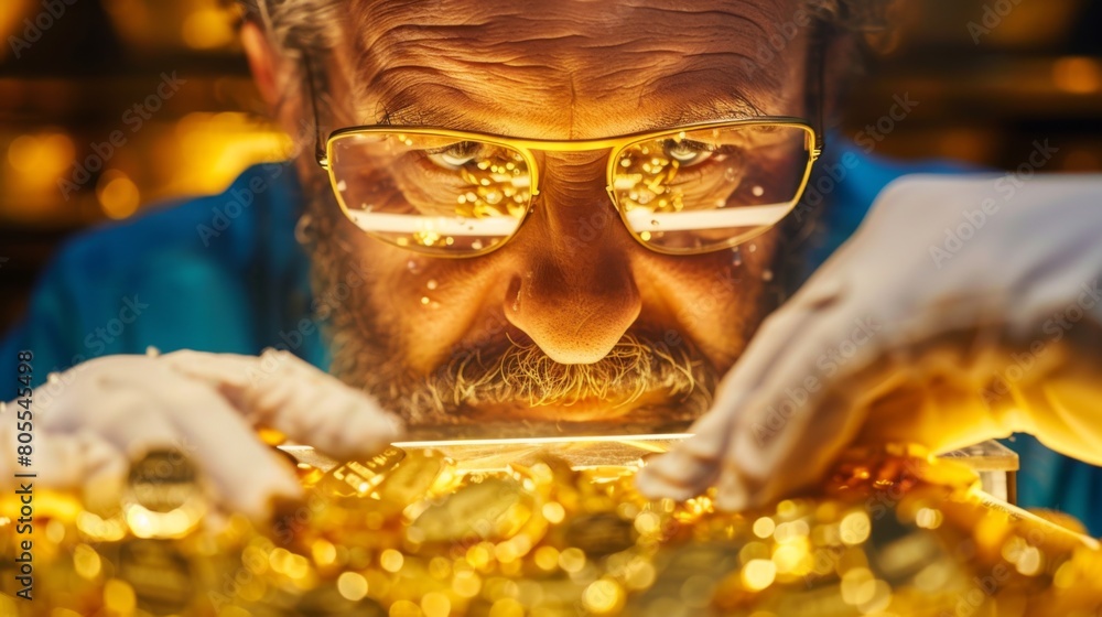 Poster a gold trader analyzing price charts and market data, seeking profitable opportunities in the dynami
