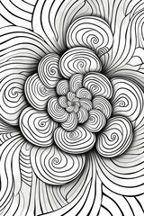 Fototapeta premium A black and white drawing of a flower.