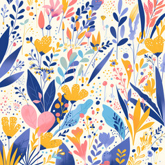 Beautiful Floral Patterns: Colorful Abstract Plant Drawings for Art Projects and Graphic Design