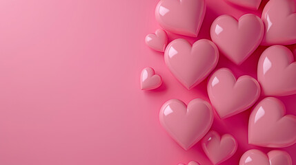pink background with romantic heart shapes, valentines day and love wallpaper concept, creative dreamy backdrop