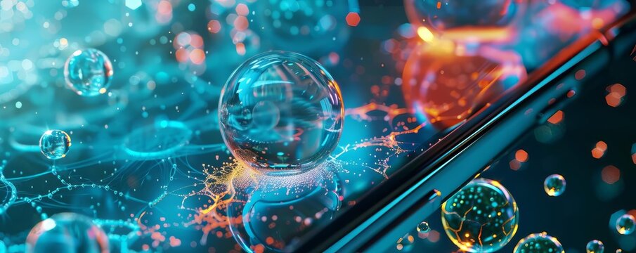 Visualize a nanosensor integrated into a smartphone, enabling environmental quality monitoring like air pollution detection