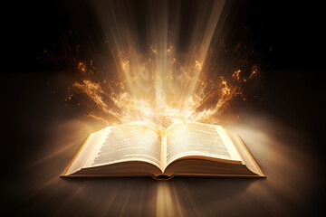 Magical Book with Glowing Light and Sparks