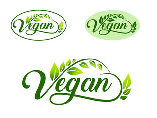 Logo, Vegetarian, Vegan, Green leaf, Green, vegan food, Vegetable Logo - obrazy, fototapety, plakaty