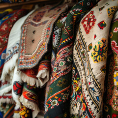 Traditional eastern european handicrafts close-up detailed textures photorealism