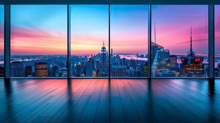 New Office with Free Space Views of Urban Skyline and Landmark Towers