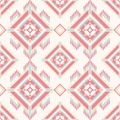 Abstract pastel color tribal Navajo vector seamless pattern,Geometric Ethnic,native american tribal for Wallpaper, cloth design, fabric, paper, cover, textile, weave, wrapping on soft white background