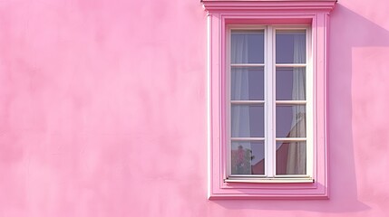 On the freshly painted wall of a house there is a single closed window. Illustration for cover, card, postcard, interior design, banner, poster, brochure or presentation.