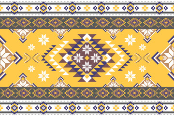 Tribal striped seamless pattern, traditional american aztec, Motif ethnic design, navajo, boho for textile design, making clothes, accessories, decorative paper, wrapping on yellow background