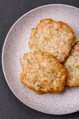 Delicious fried minced chicken cutlets with salt, spices and herbs