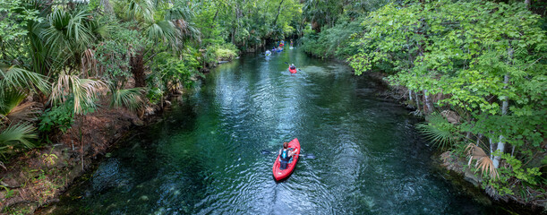 Kayakers on the Silver River at Silver Springs State Park, Florida