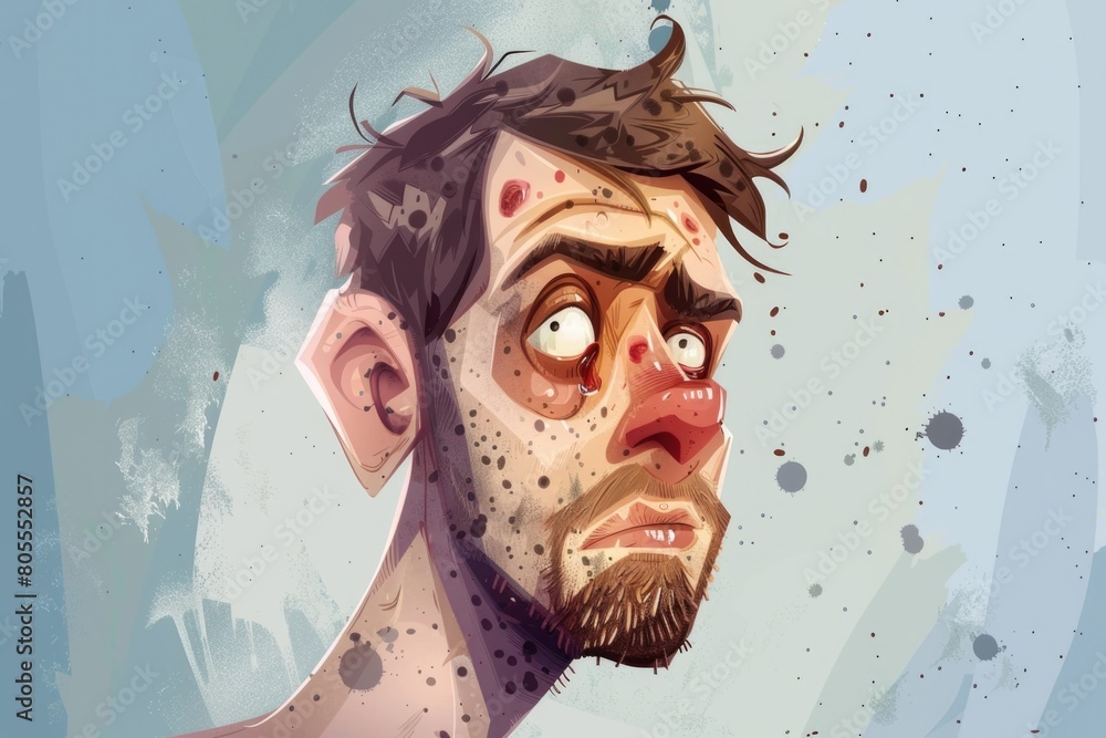 Poster a digital painting of a man with a beard. suitable for various design projects