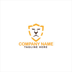 Royal lion shield logo icon. Premium king animal head badge vector illustration.
