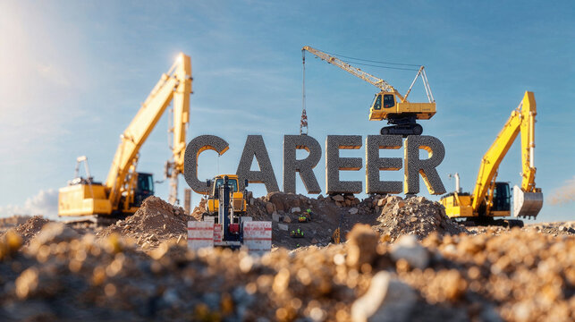 building project in under construction site for career and job skill development and strategy success business infrastructure progress, miniature section model style as wide banner with copyspace area