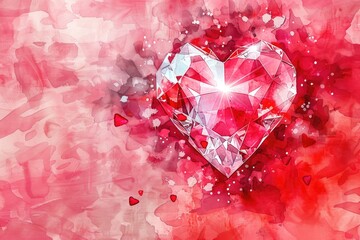 A beautiful diamond heart painting on a soft pink background. Perfect for romantic and elegant designs