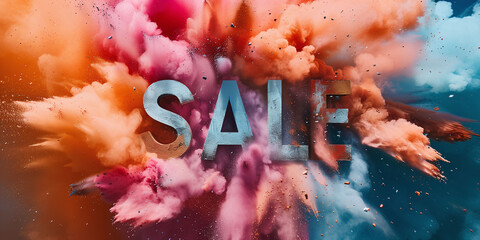 Dynamic "SALE" Signage with Explosive Colorful Background