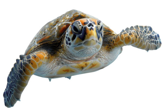Sea Turtle Swimming Isolated on Transparent