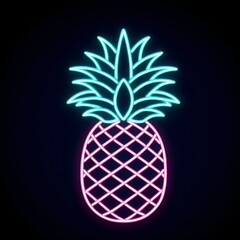 Neon illustration of a pink pineapple