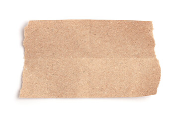 Empty craft old torn grunge pieces texture cardboard paper white light shadow on white background.